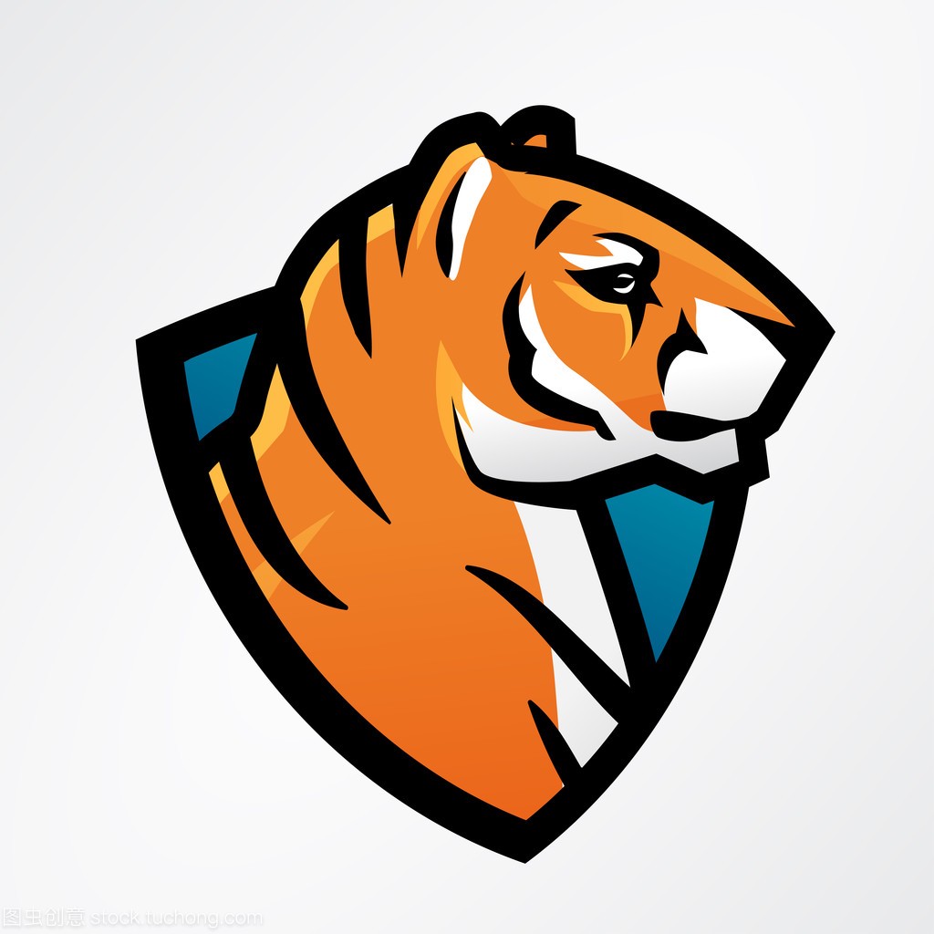 老虎保护体育吉祥物模板。足球或打棒球的修补