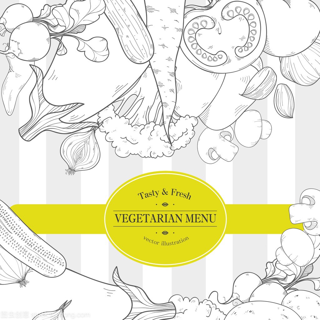 Trendy vegetarian restaurant menu design, high