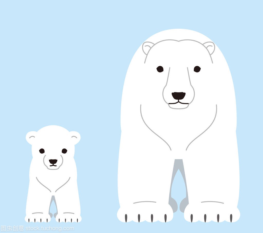 北极熊。父级和子级