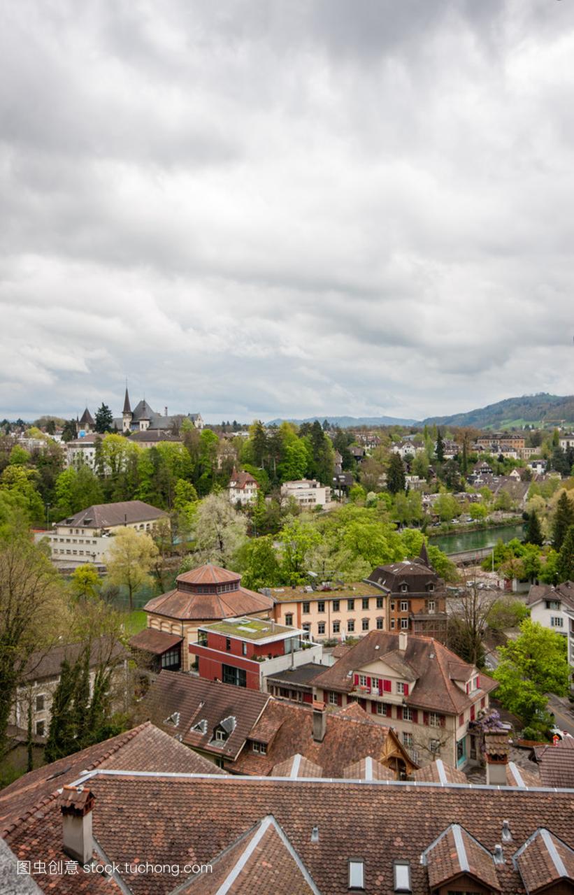 瑞士首都伯尔尼的城市景观鸟瞰图