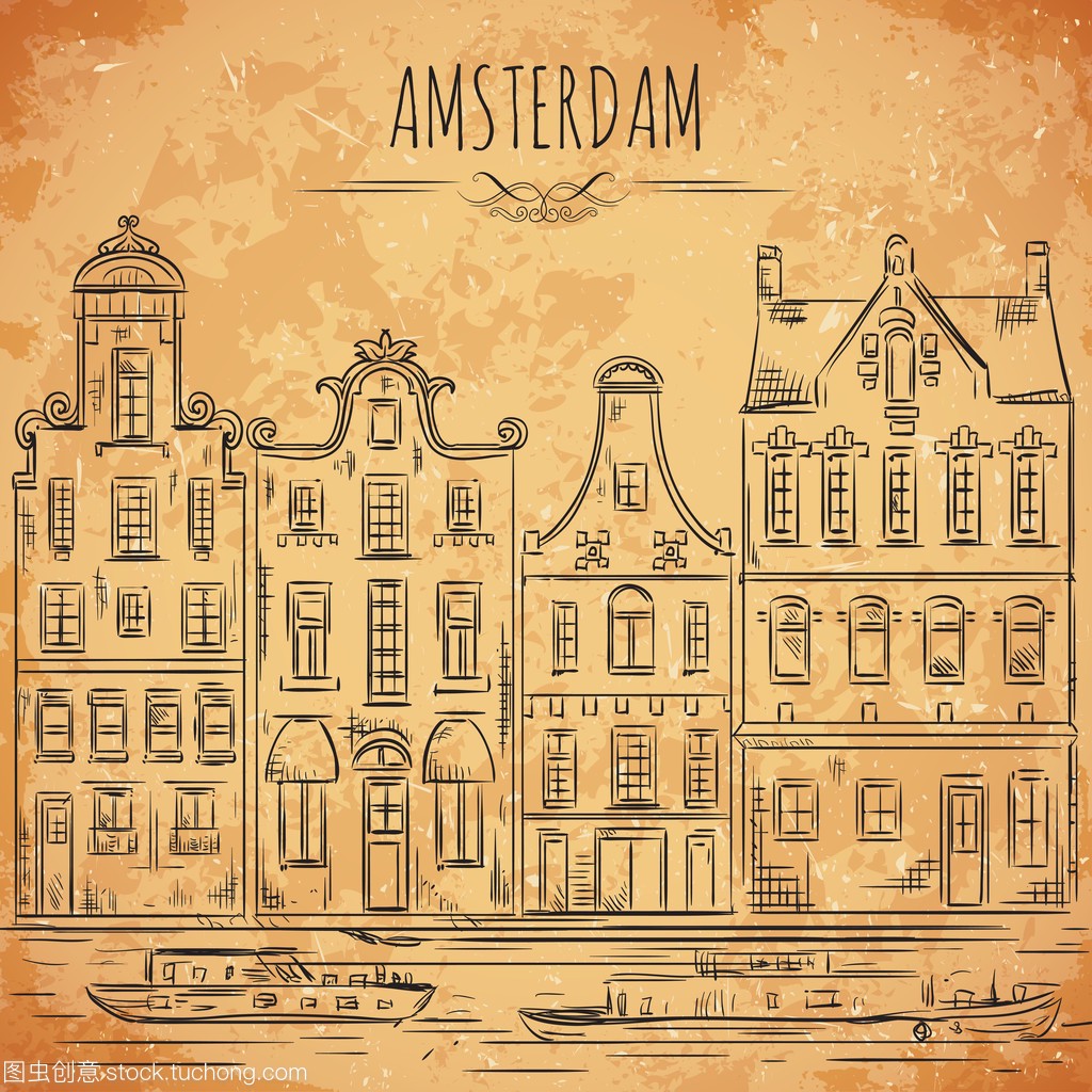 阿姆斯特丹。古老的历史建筑和运河。荷兰的传