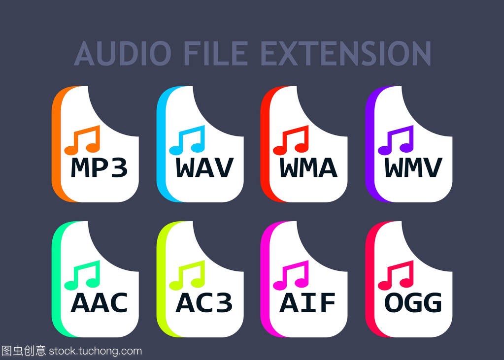 音频文件格式。音乐文件类型图标