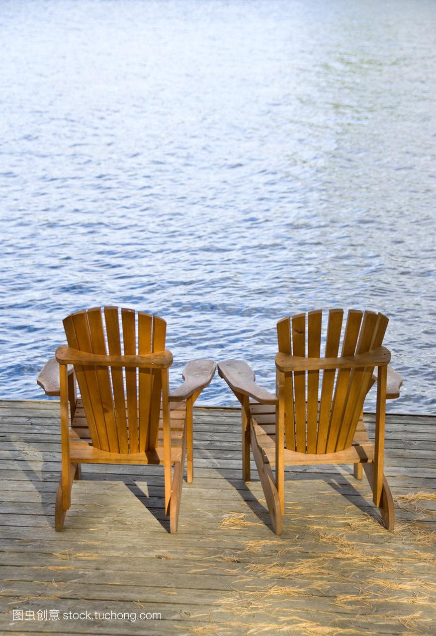 马斯科卡在湖边的椅子