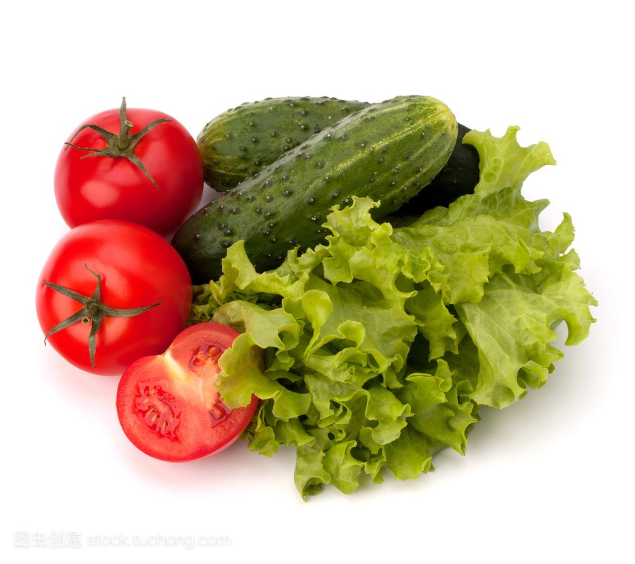 番茄、 黄瓜蔬菜和生菜沙拉