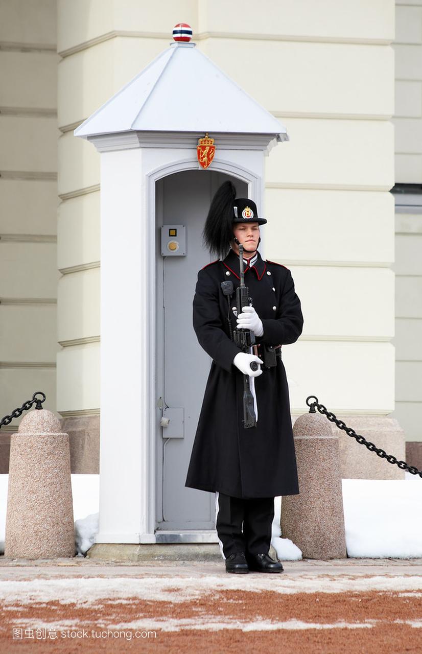 挪威皇家警卫哨所附近的皇家宫殿