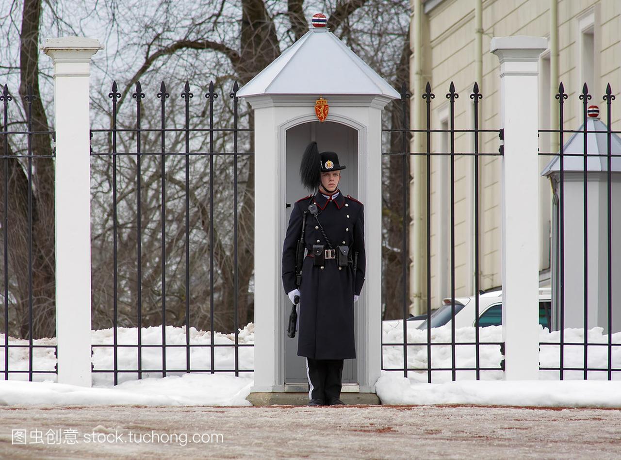 挪威皇家警卫哨所附近的皇家宫殿
