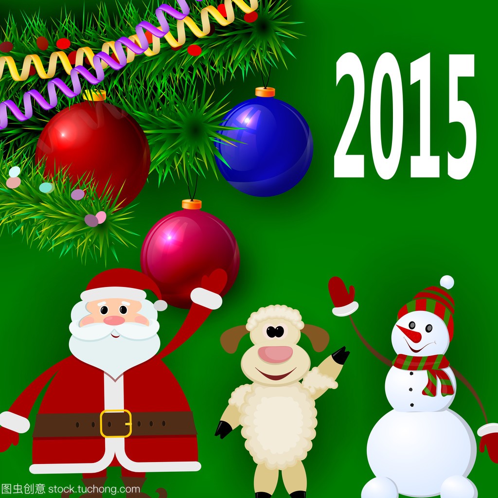 2015 年-羊肉、 圣诞老人和 snowm 的符号