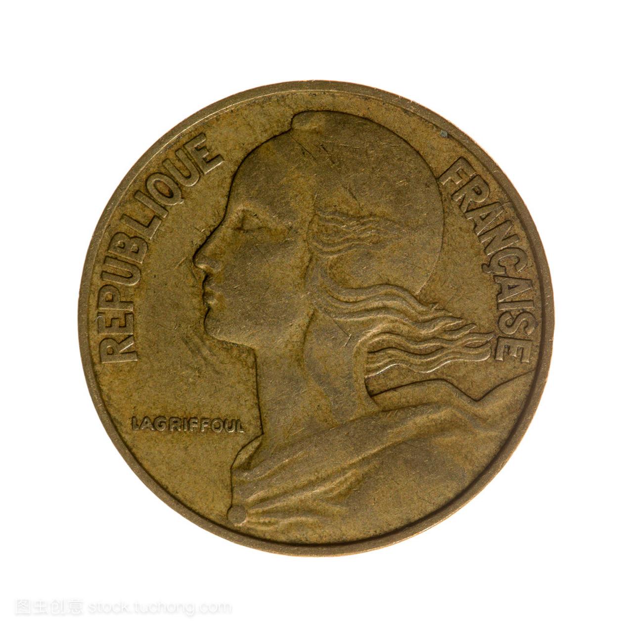 硬币二十生丁,法国孤立在白色背景。返回页首