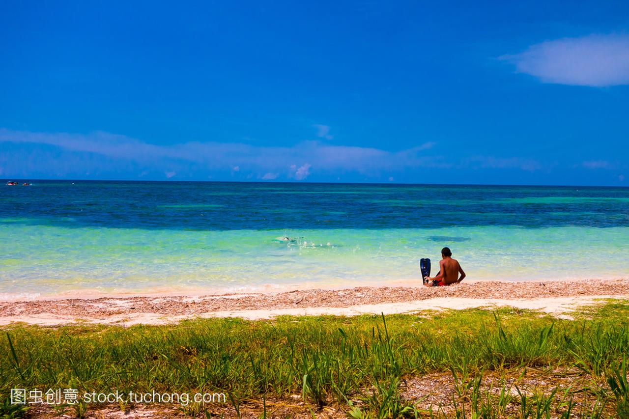 在北部海边的古巴岛 Jutias 海滩