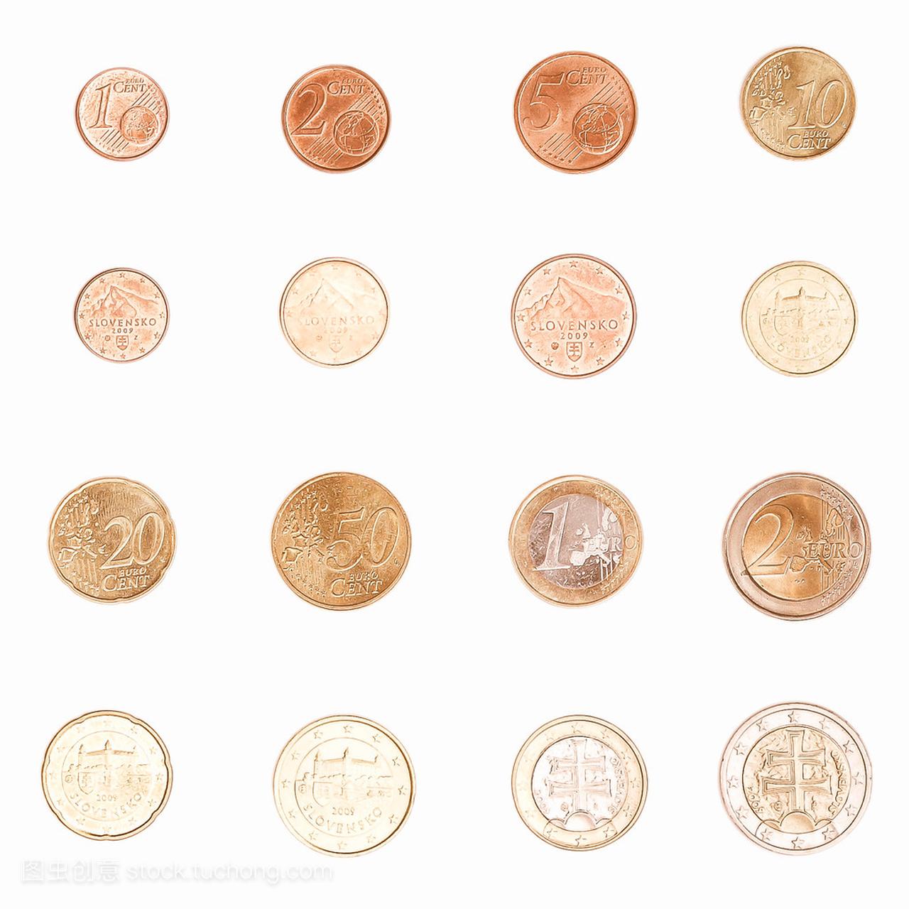 欧元硬币-斯洛伐克复古