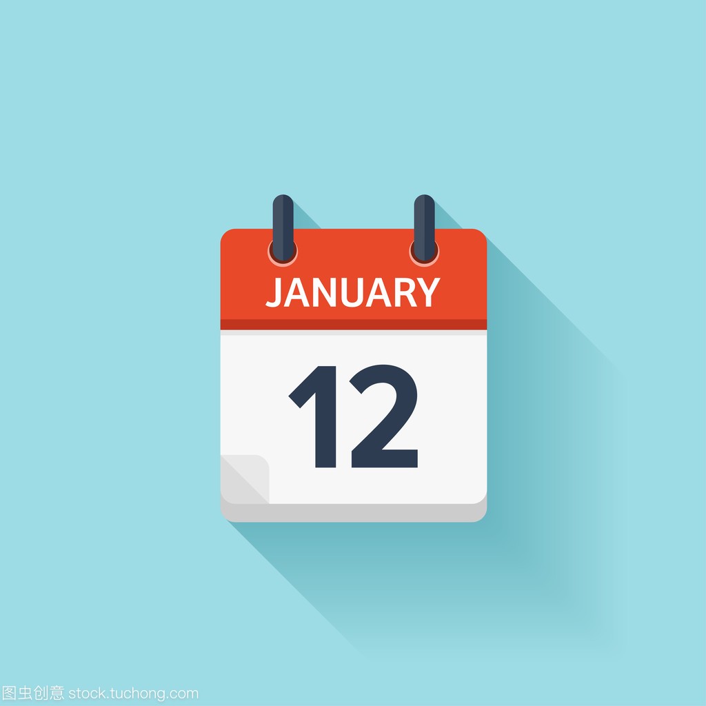 January 12. Vector flat daily calendar icon. Date