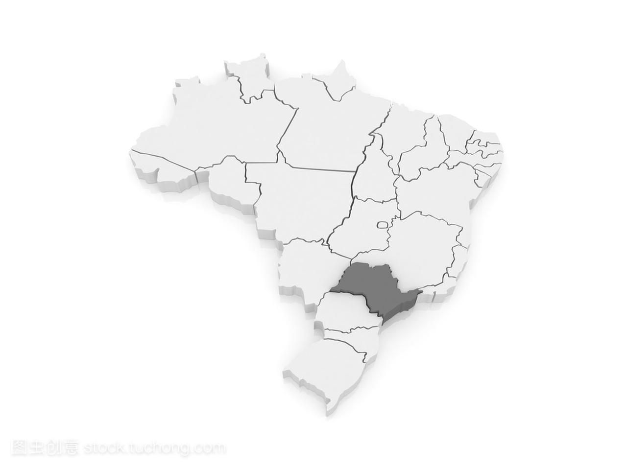 巴西圣保罗的地图。巴西