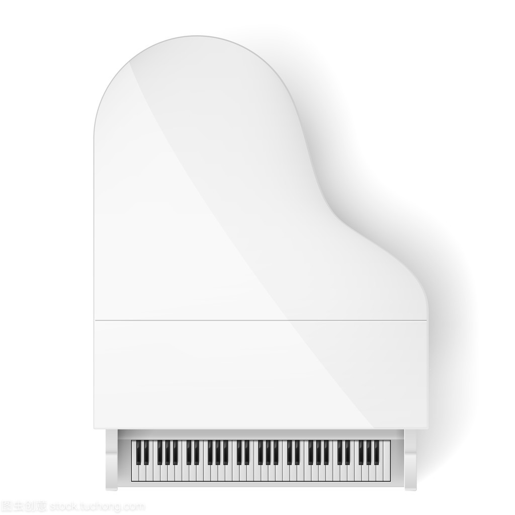 白色背景上的白色的钢琴俯视图