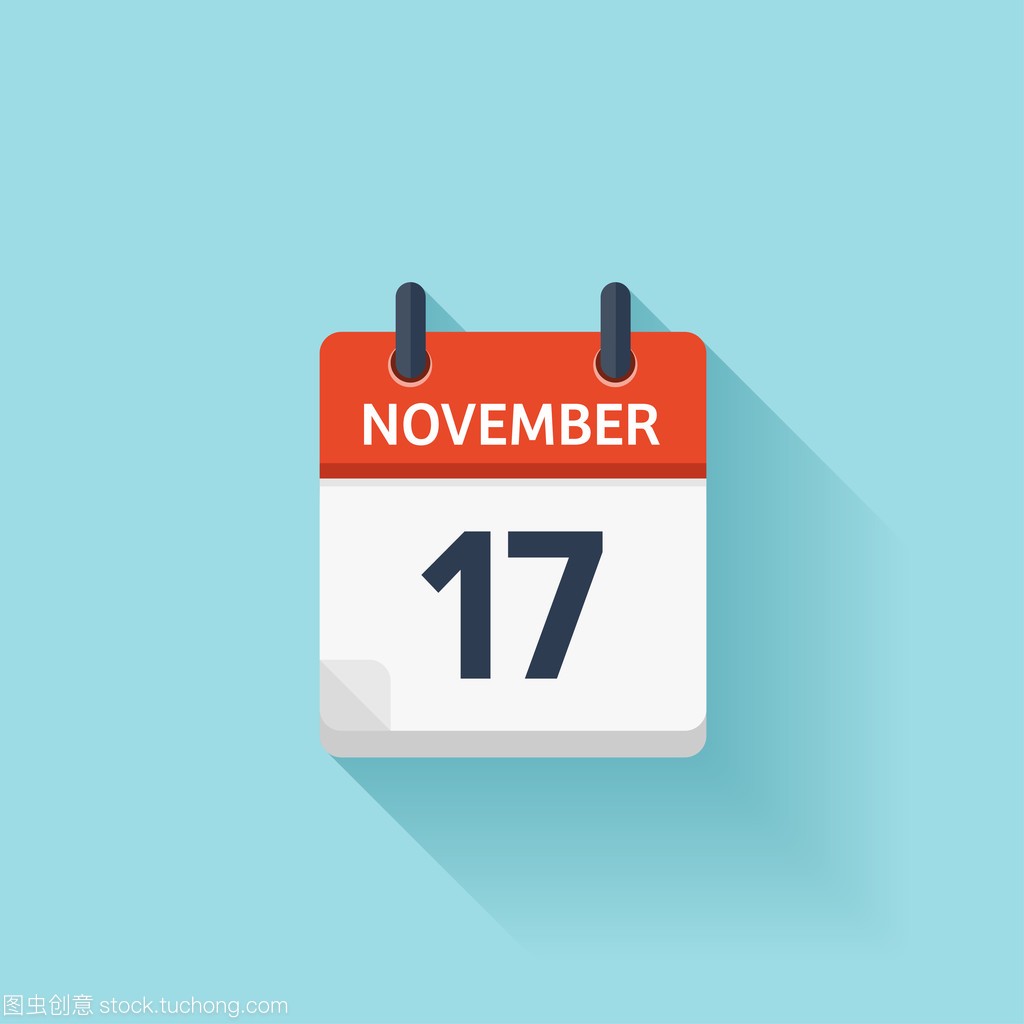 November 17 . Vector flat daily calendar icon. D