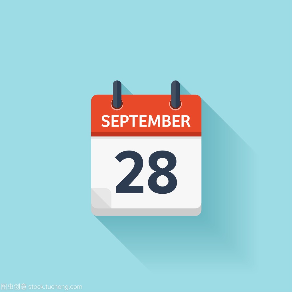 September 28 . Vector flat daily calendar icon. 