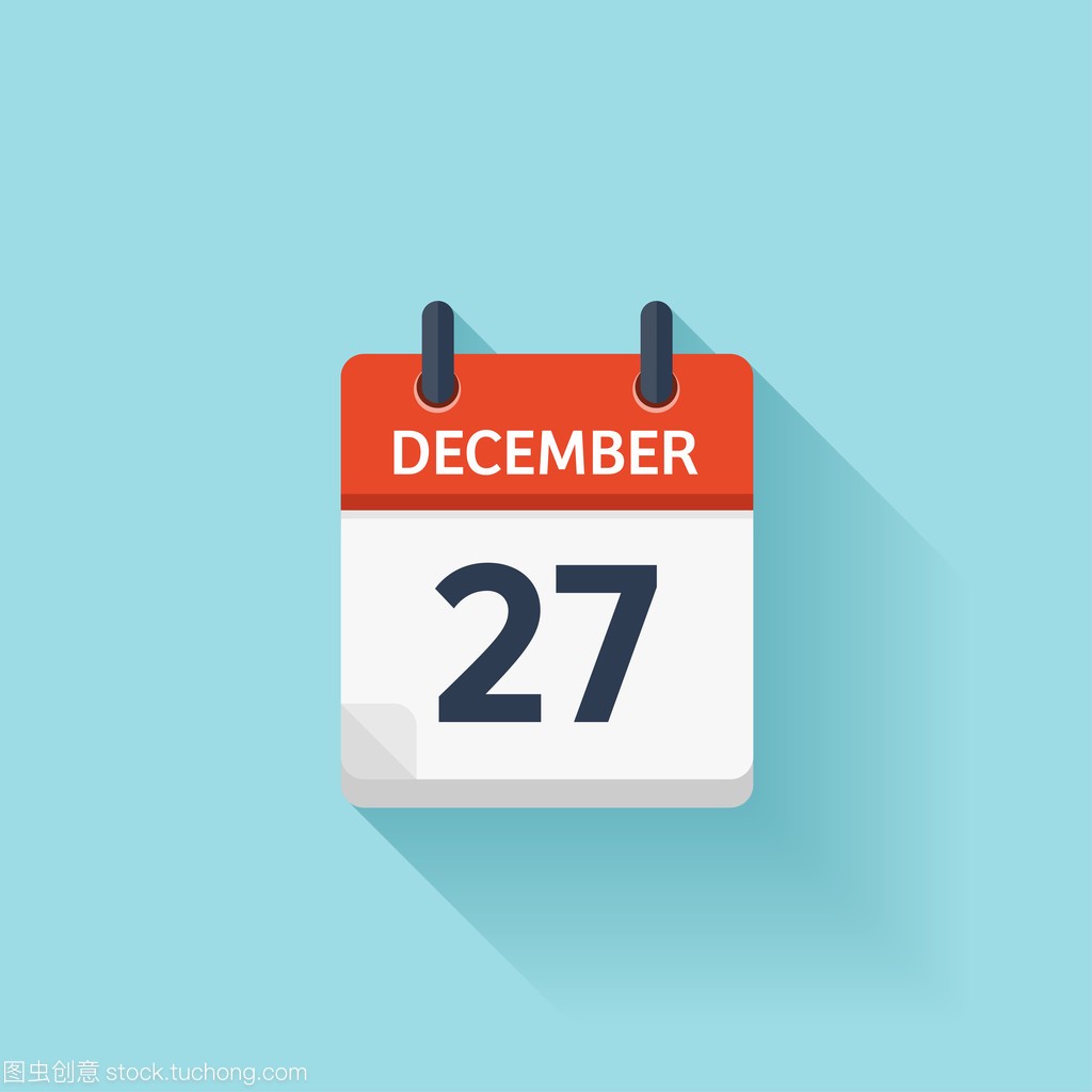 December 27 . Vector flat daily calendar icon. D