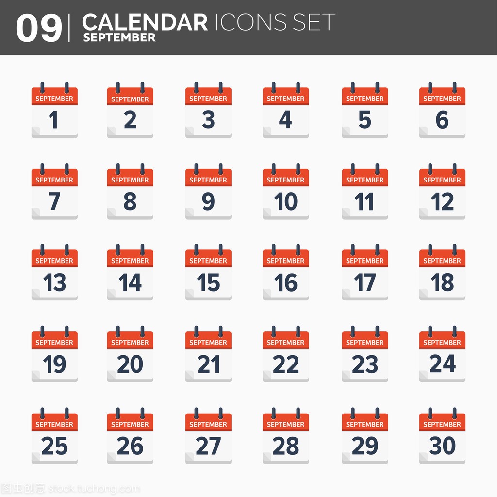 Vector illustration. Calendar icons set. Date and