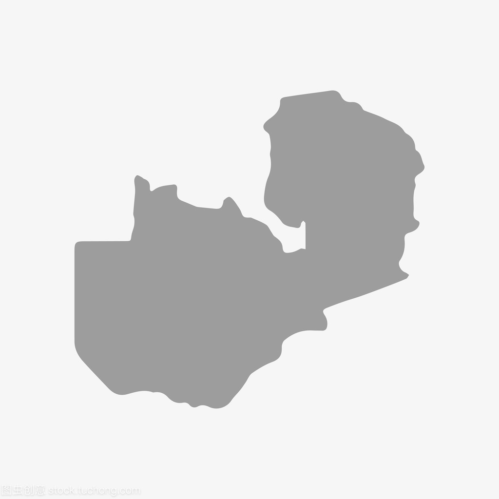 在白色背景上的灰色的赞比亚地图