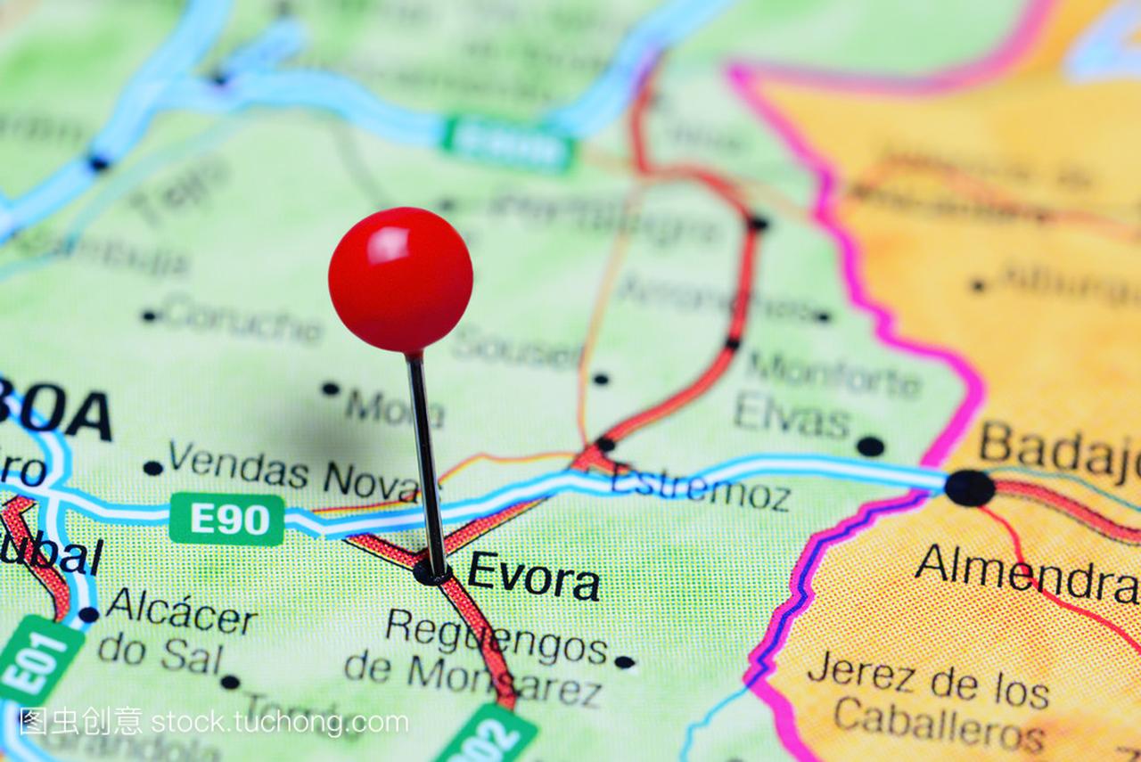 埃武拉寄托在葡萄牙地图