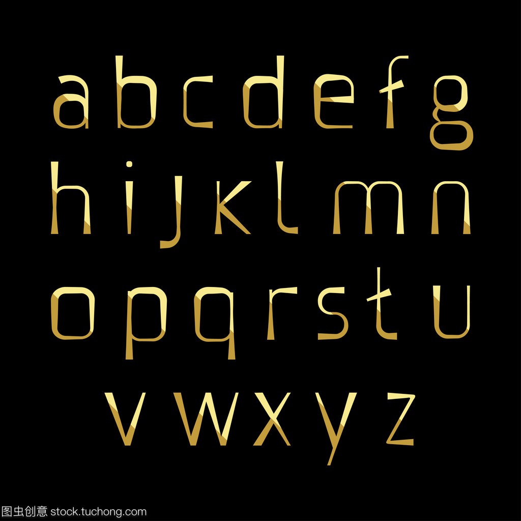 按字母顺序的黄金字体