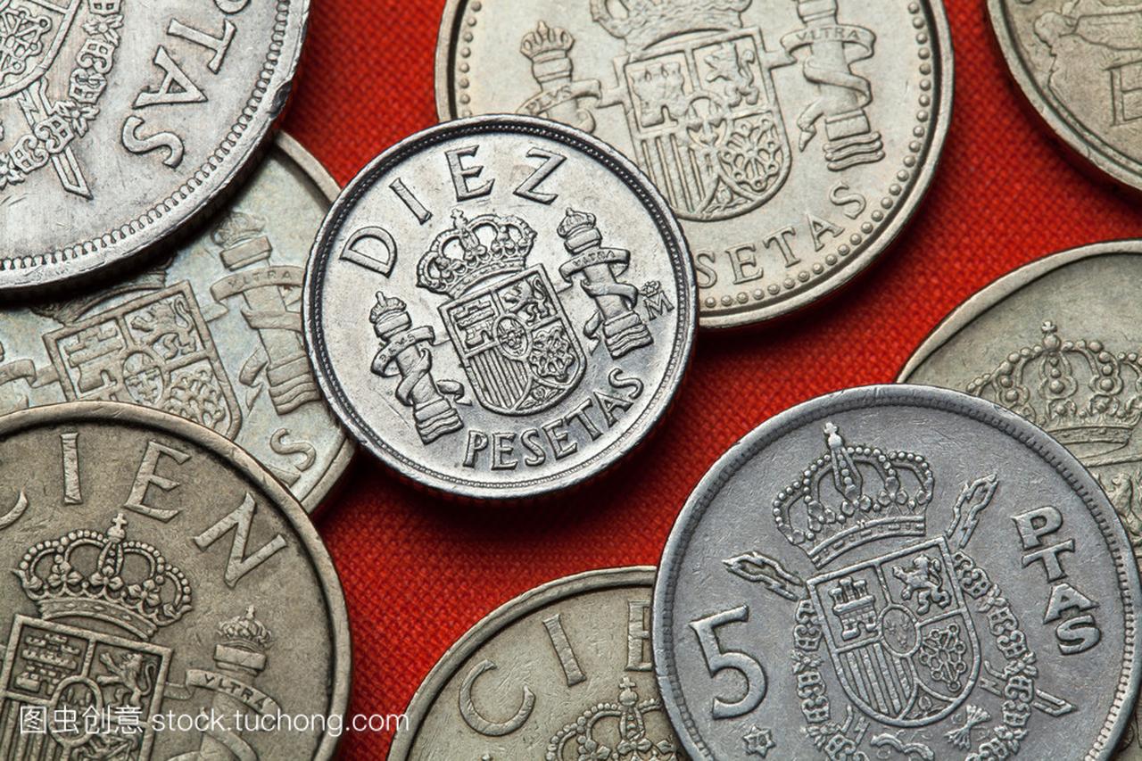 西班牙的硬币。西班牙国徽