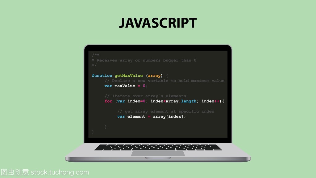 javascript 编程语言例证与笔记本电脑和 java 脚