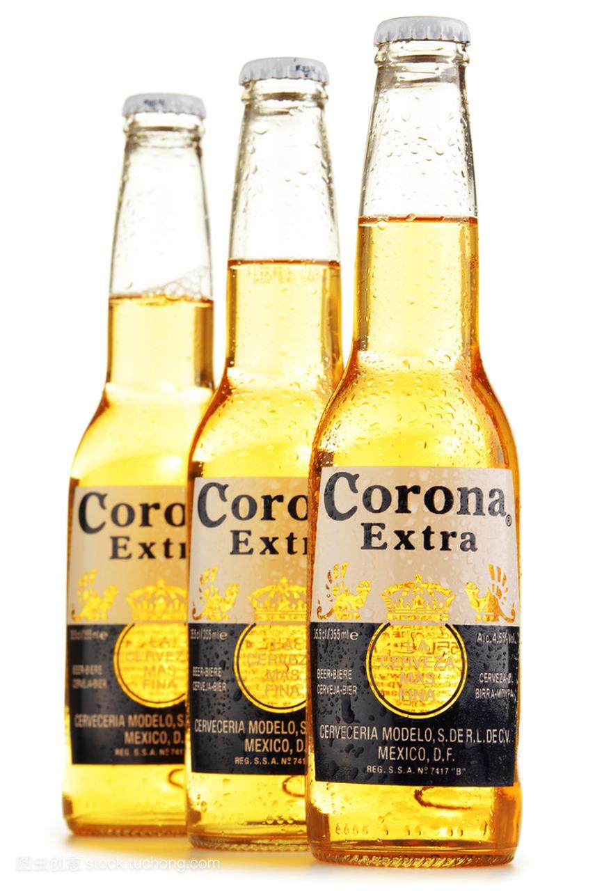 Bottles of Corona Extra beer isolated on white