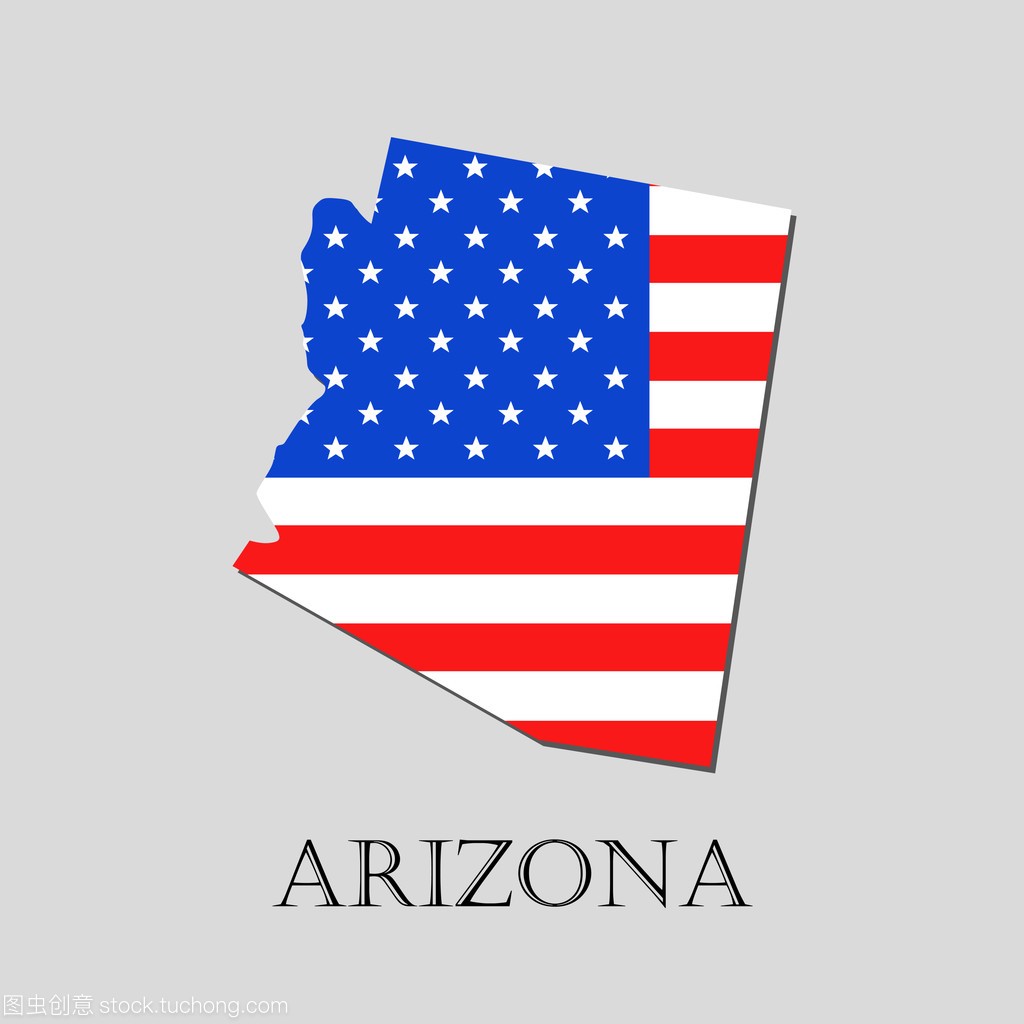 映射亚利桑那州在美国国旗-矢量图