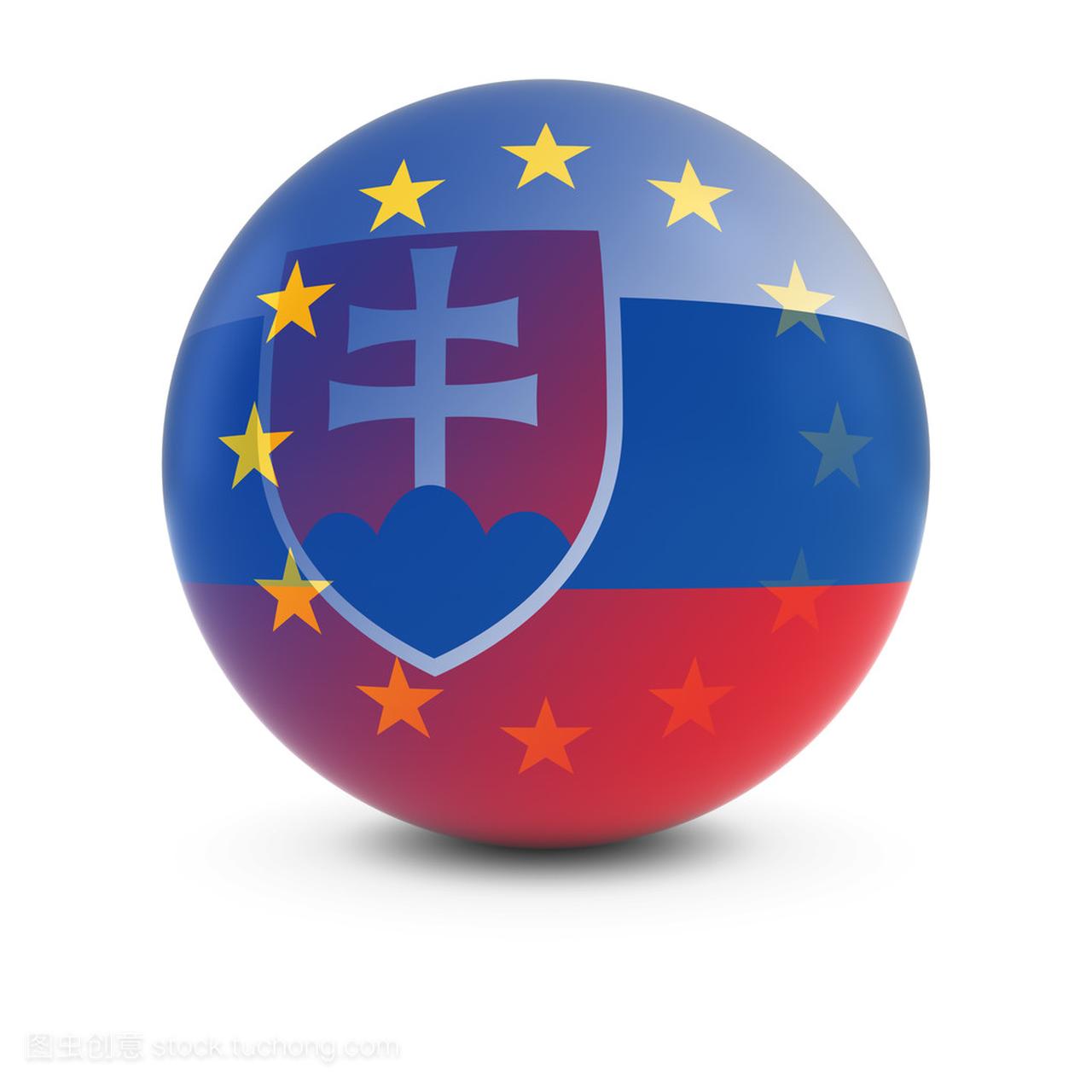 斯洛伐克语和欧洲国旗球-褪色的斯洛伐克和欧