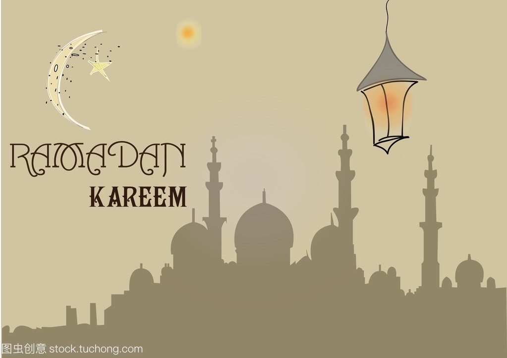 月亮和挂灯笼,穆斯林社区节日斋月斋月创意贺