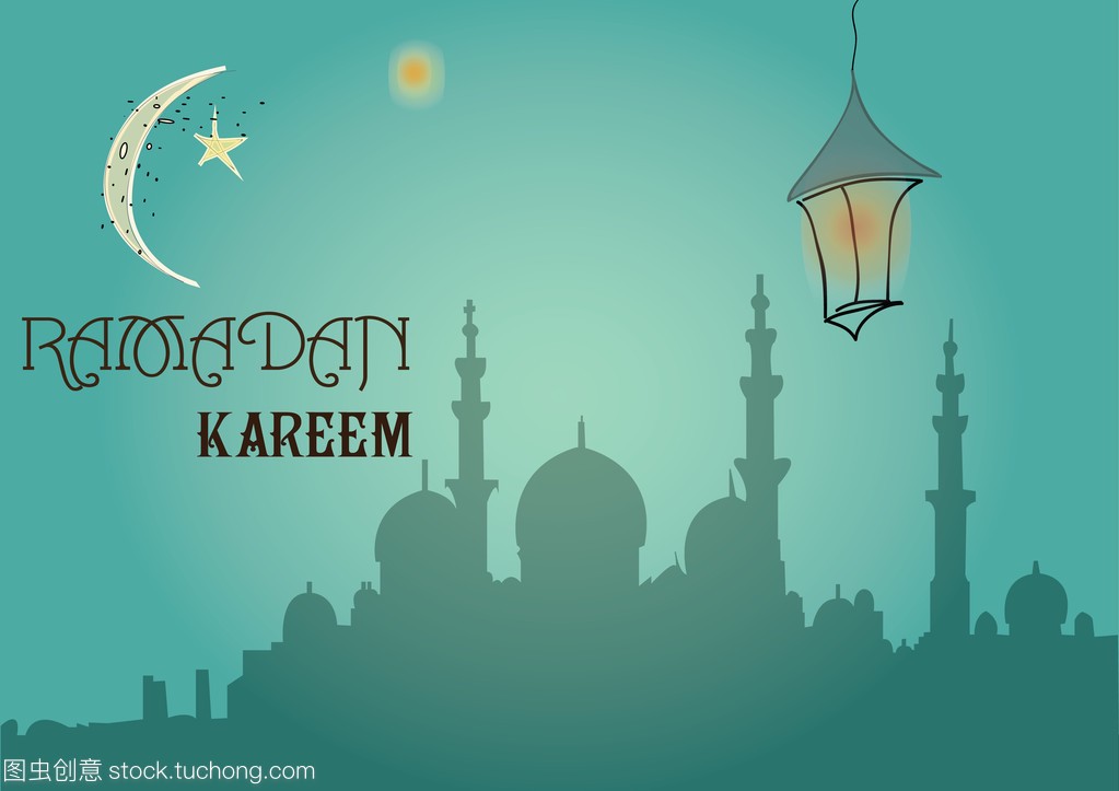 月亮和挂灯笼,穆斯林社区节日斋月斋月创意贺