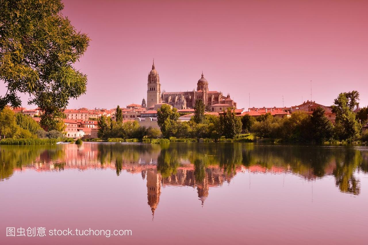 美丽的风景,与在西班牙著名的萨拉曼卡大教堂