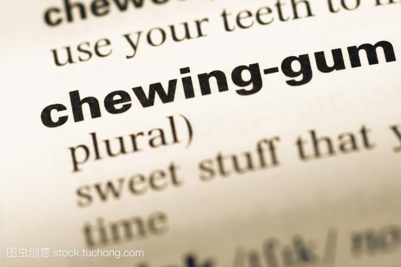 用词口香糖代替旧的英语词典页的特写