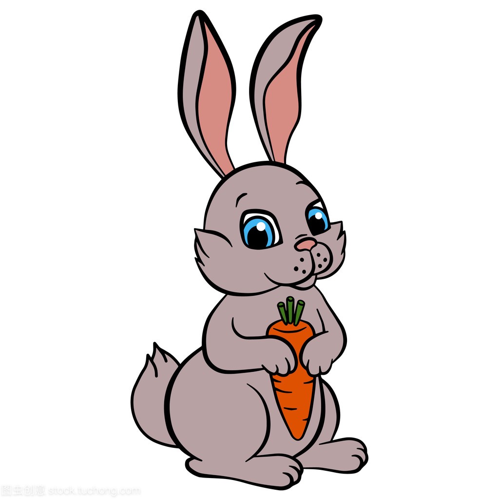 Cartoon wild animals for kids. Little cute rabbit 