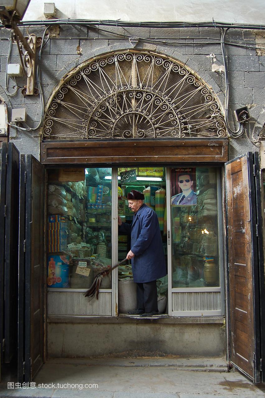 在大马士革,叙利亚的集市香料店