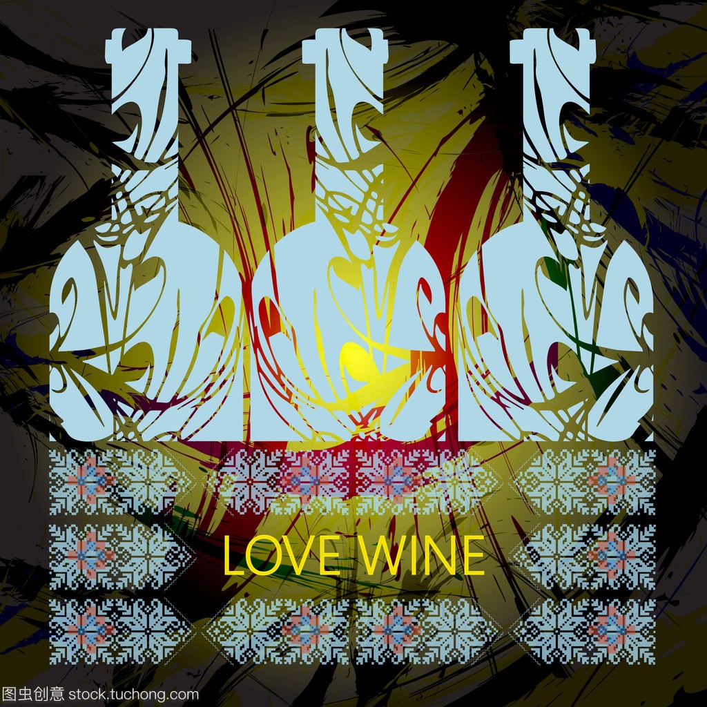Love wine and tasting card, three light blue bott