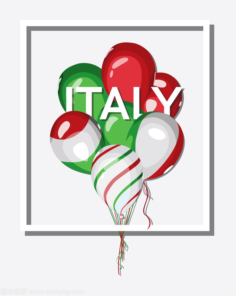 意大利。意大利国旗颜色的气球一堆