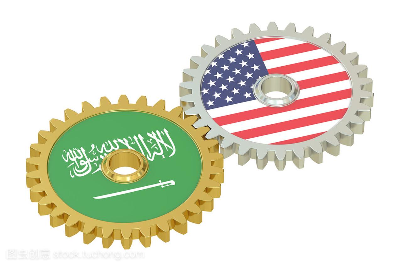 沙特阿拉伯和美国关系概念,gea 上的标志
