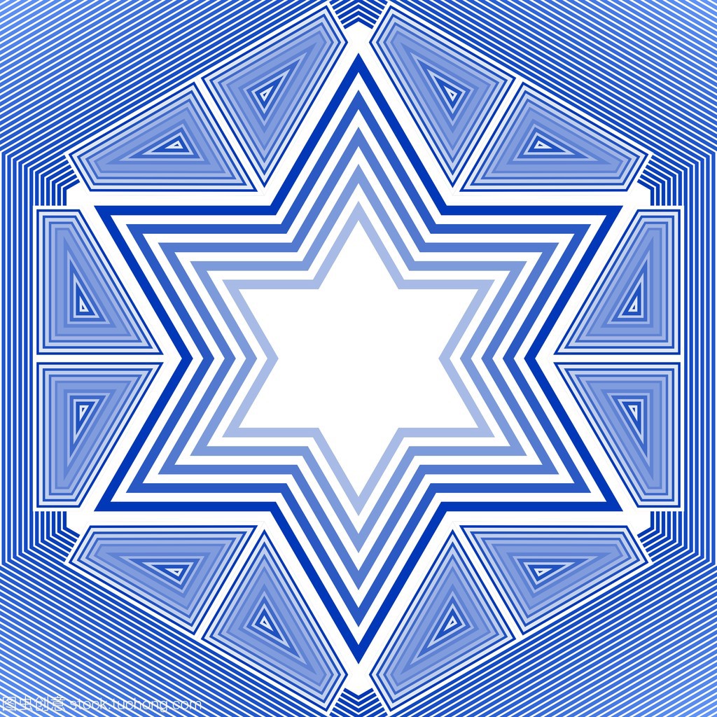大卫之星在蓝色和白色的设计。以色列国家象征