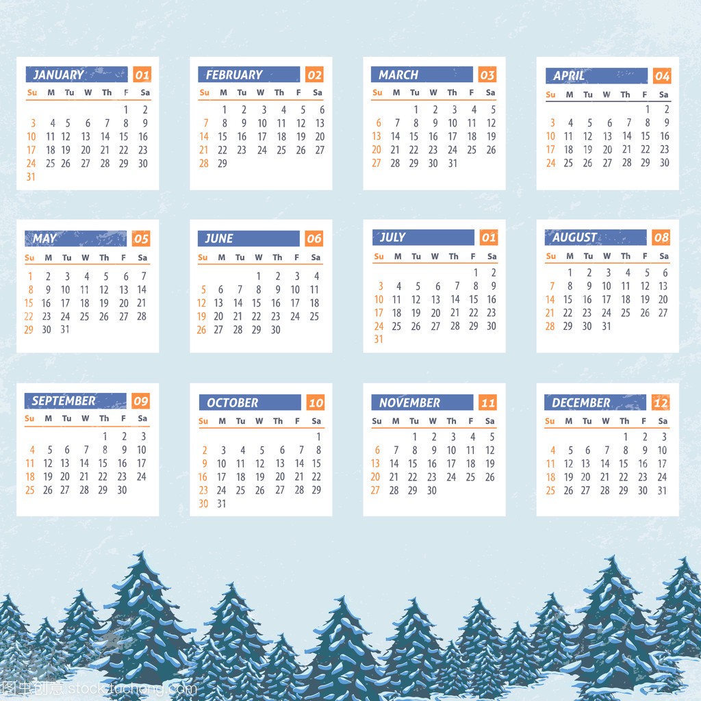 2016 Full Calendar Template and Retro Effect 