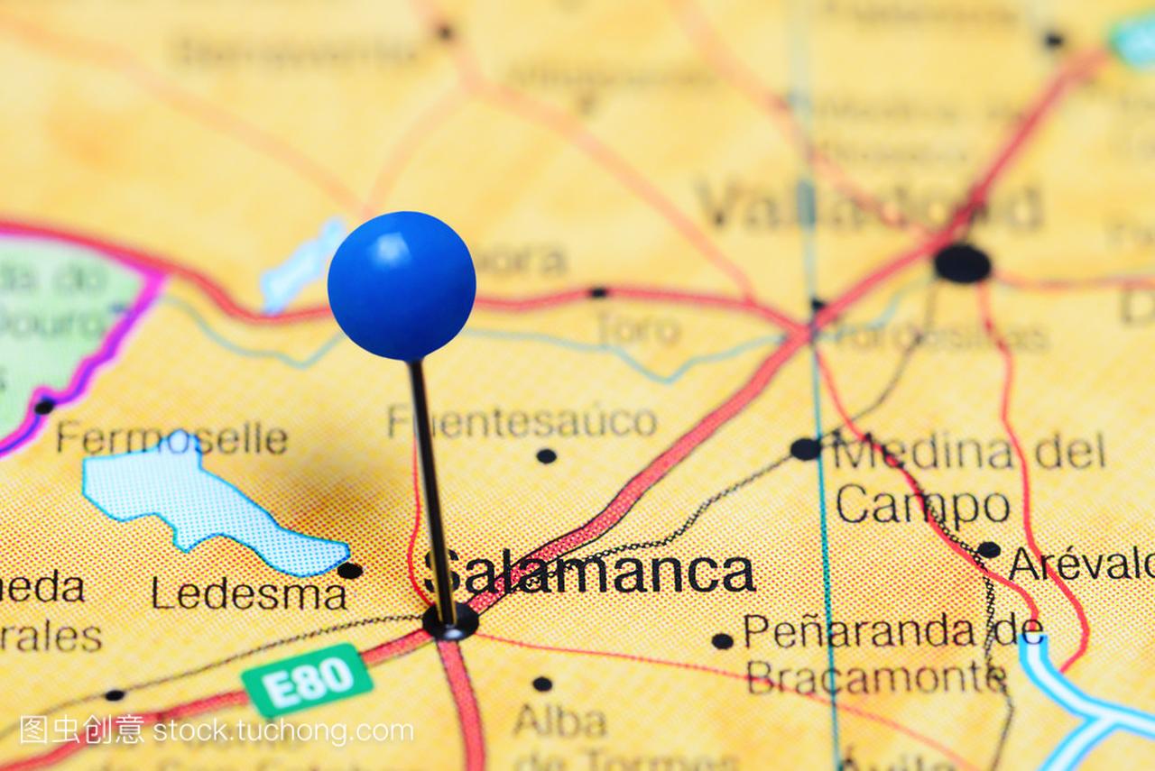 萨拉曼卡固定在西班牙地图上