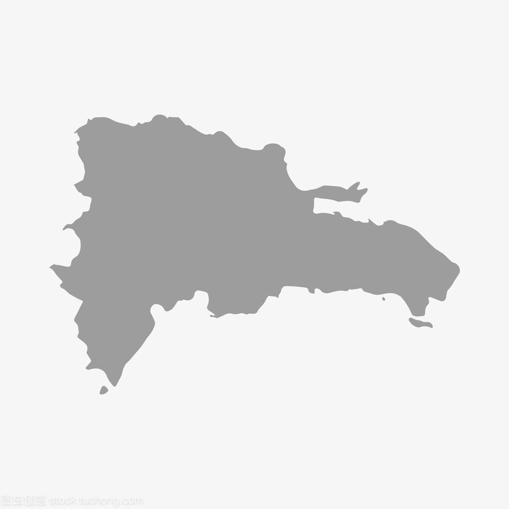 多米尼加共和国地图在白色背景上的灰色