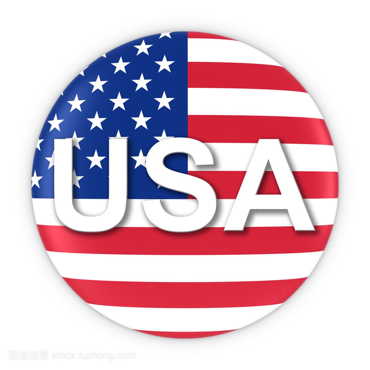 美国国旗按钮有三个字母的国家 Iso 代码 3d 插