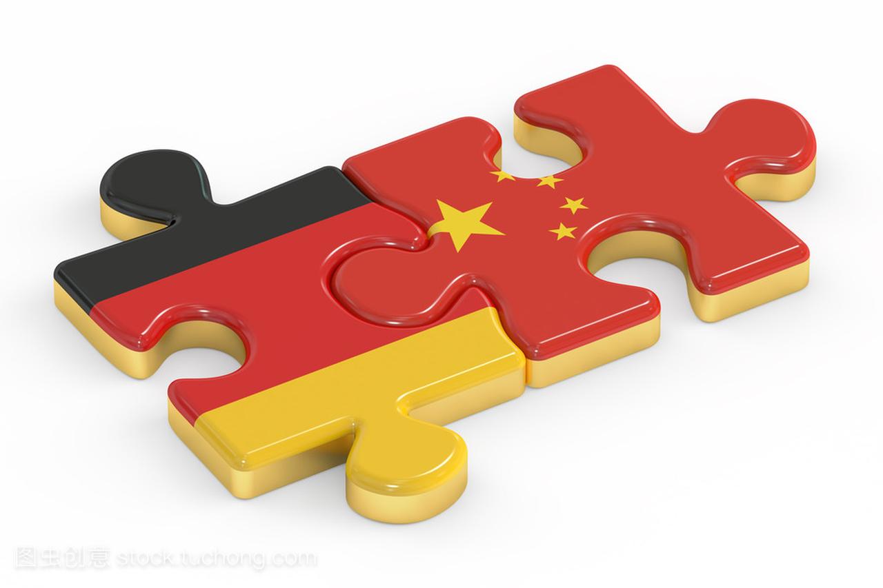 中国与德国困扰从标志,关系概念。3d 仁德