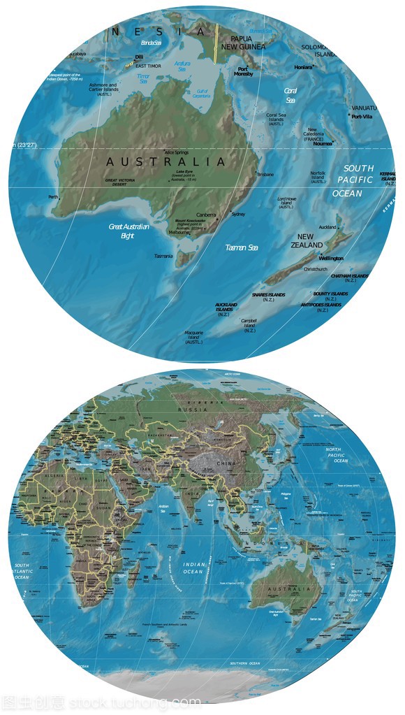 澳大利亚新西兰和亚洲大洋洲地图