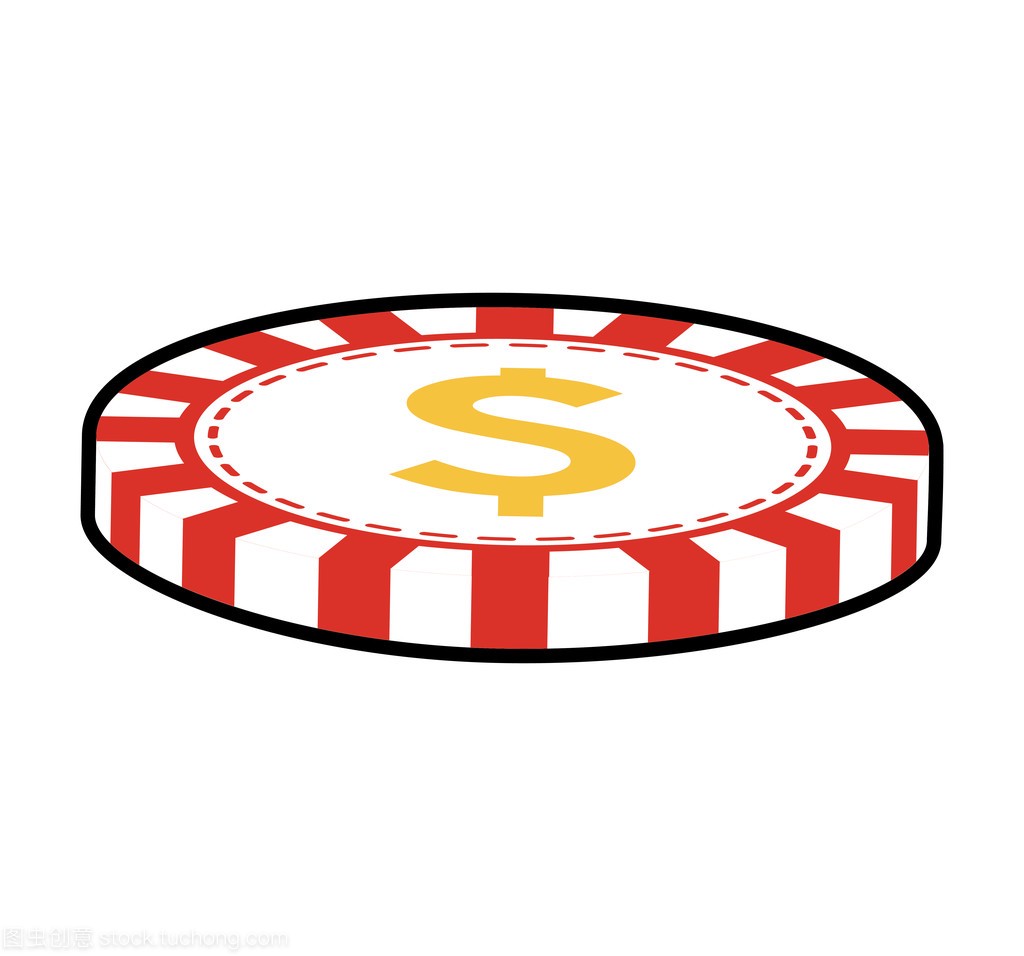 芯片赌场拉斯维加斯游戏幸运的图标。矢量图形