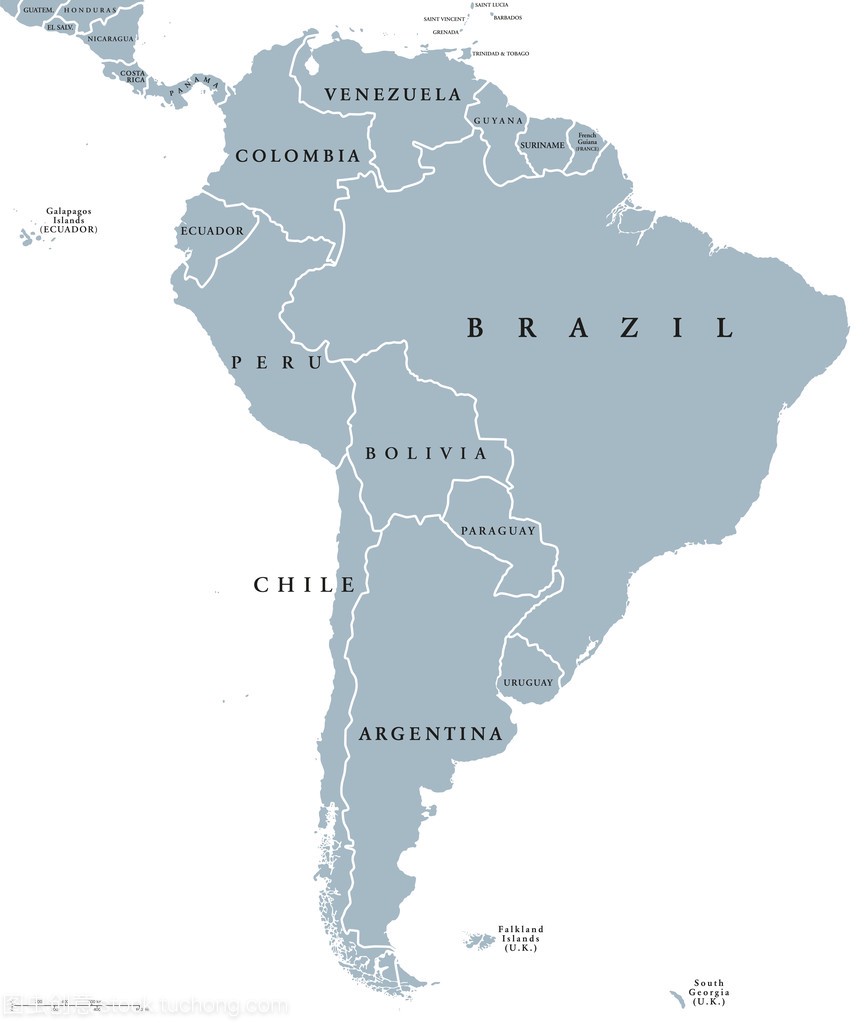 南美洲国家政治地图