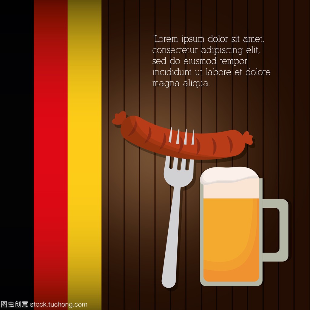 Sausager 啤酒食品标志。德国。矢量图形