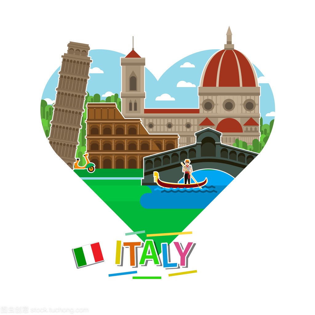 旅游或学习意大利语的概念