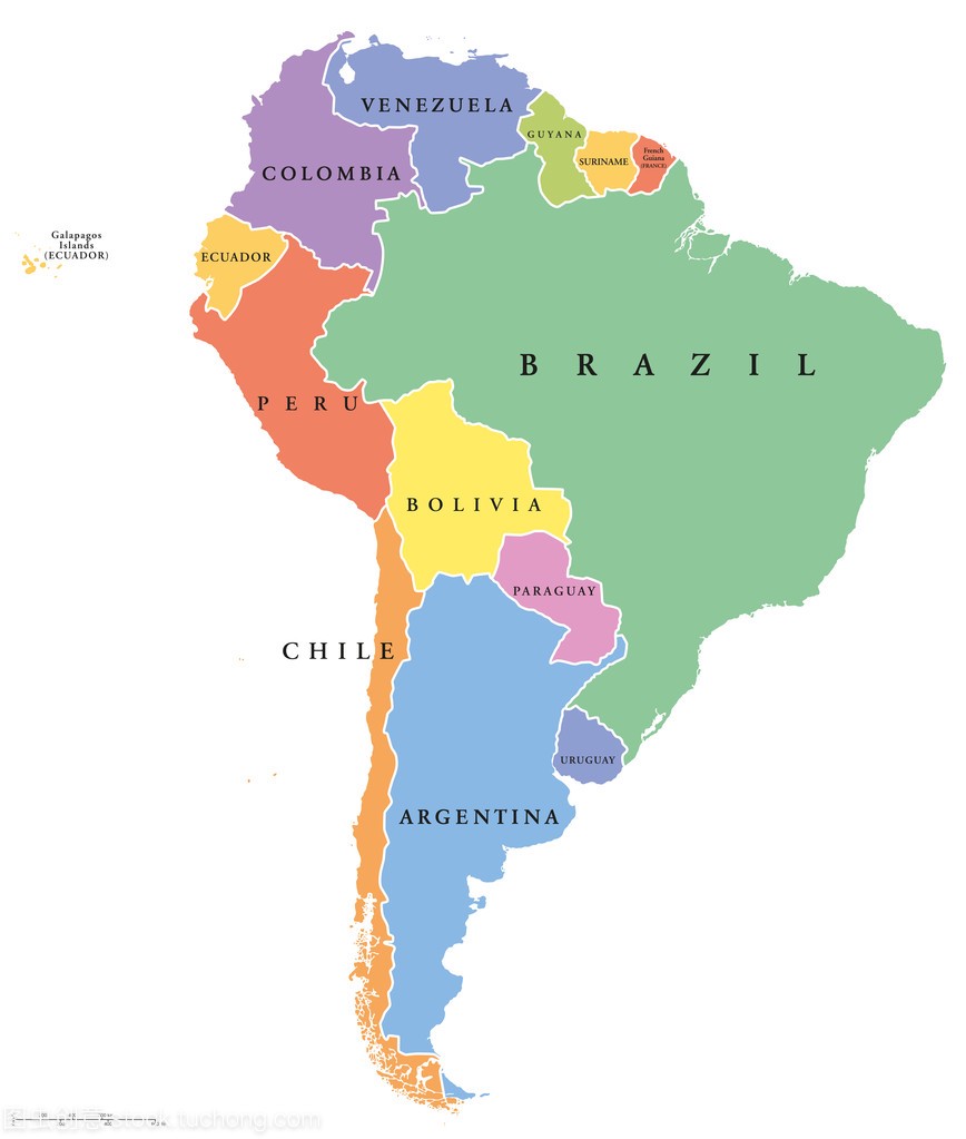 南北美洲单国家政治地图